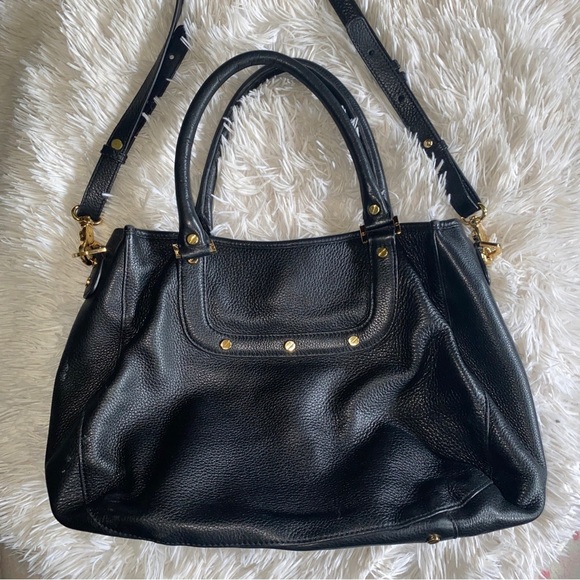 Tory Burch Amanda black pebbled leather double handles w shoulder strap hand bag - Picture 10 of 16